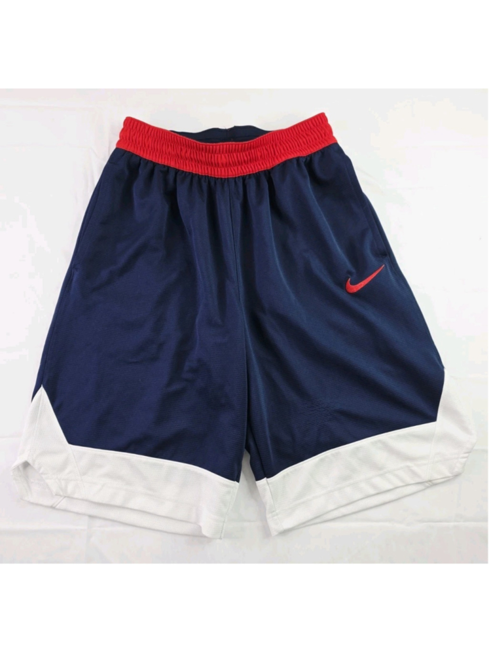 Nike Shorts Blue Red White Training Gym Basketball Swoosh Dri-Fit Mens Small